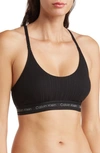 Calvin Klein Refined Rib Lightly Lined Bralette In Black