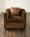 Haute House Kylee Swivel Chair In Animal Print