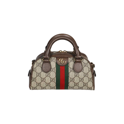 Pre-owned Gucci Ophidia Gg Mini Top Handle Bag 'beige/ebony Supreme' In Tan