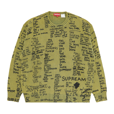 Pre-owned Supreme Gonz Poems Sweater 'olive' In Green