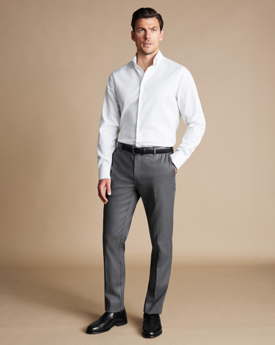 Charles Tyrwhitt Men's  Smart Stretch Texture Trousers In Grey