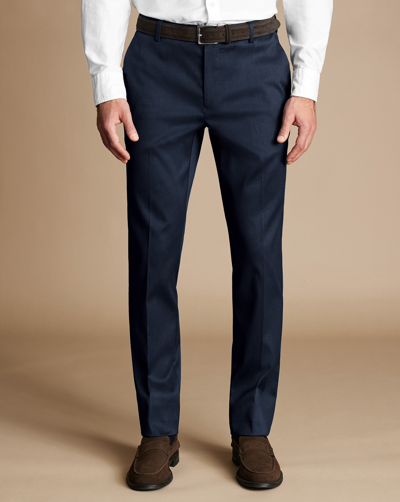 Charles Tyrwhitt Men's  Smart Stretch Texture Trousers In Blue