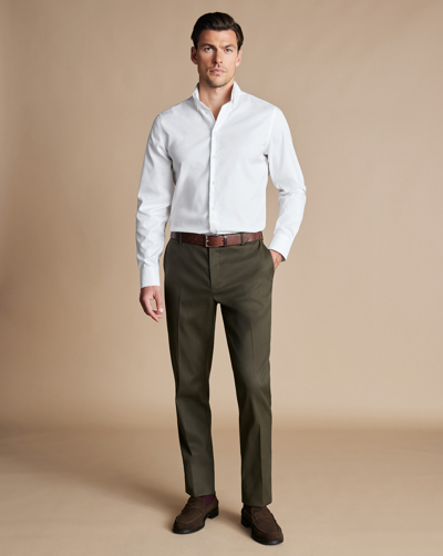 Charles Tyrwhitt Men's  Smart Stretch Texture Trousers In Green