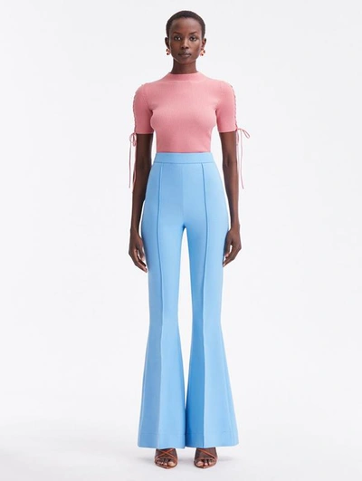 Oscar De La Renta Stretch Wool Flare Pant In Blue