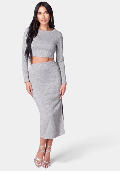 Bebe Two Piece Sweater Set Dress In Grey