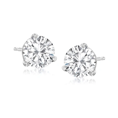 Ross-simons Diamond Martini Stud Earrings In Platinum In White