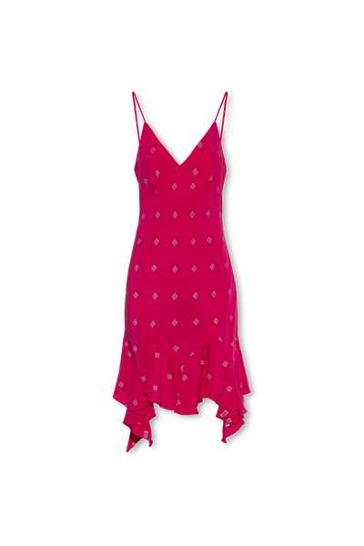 Givenchy Ruffle Silk Mini Dress In Fuchsia