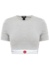 DSQUARED2 DSQUARED2 GREY CROPPED T-SHIRT WITH LOGO