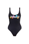 Dsquared2 Pac-man Logo Print One Piece Swimsuit In New