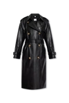 BURBERRY BURBERRY BLACK ‘HAREHOPE’ LEATHER TRENCH COAT