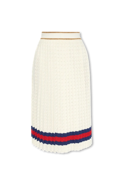 Gucci Cotton Pleated Skirt With Web In New