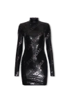 Balenciaga Sequins Mini Dress With Long Sleeves And Turtleneck In New