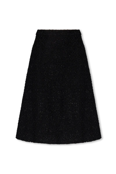 Balenciaga Tweed Midi Skirt In Black