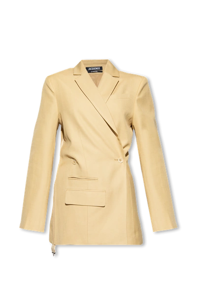 Jacquemus Crossover Double Breasted Blazer In Neutral
