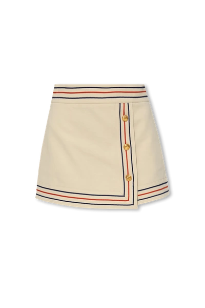Gucci Striped-border Mini Skirt In Beige