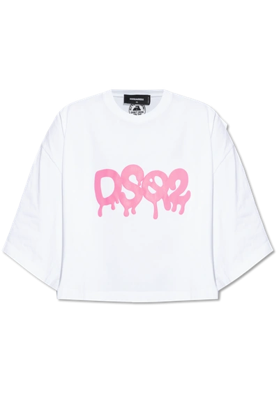 Dsquared2 Logo-print Cropped T-shirt In New