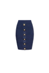 Balmain Blue Pencil Skirt With Gold Buttons In New