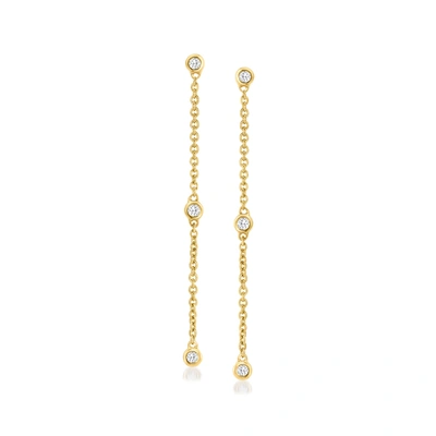 Rs Pure By Ross-simons Bezel-set Diamond Linear Drop Earrings In 14kt Yellow Gold