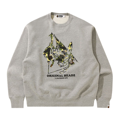 Pre-owned Bape X Unkle Mo'wax Point Man Relaxed Crewneck 'grey'
