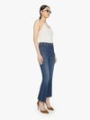 Mother The Hustler High Rise Frayed Flare Leg Ankle Jeans In Home Movie In Blue