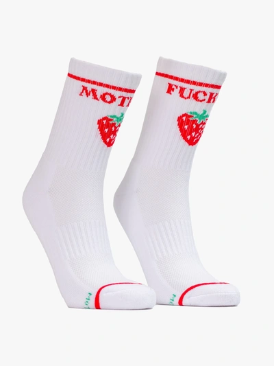 Mother Baby Steps Berry Mf Socks In White