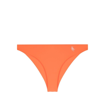 Sporty And Rich Sporty & Rich Logo Printed Bikini Brief In Orange
