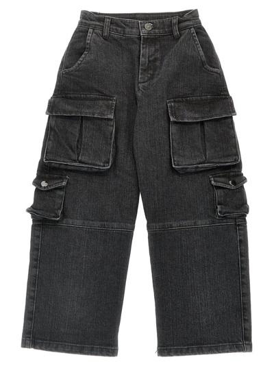 Douuod Kids' Logo-patch Cargo-pocket Trousers In Grey