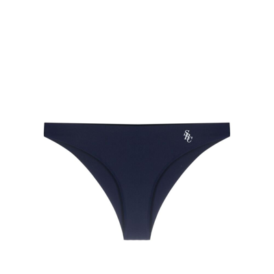 Sporty And Rich Logo-print Triangle Bikini Top In Blue