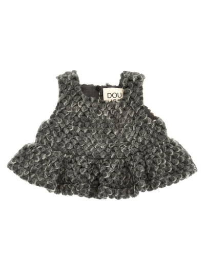 Douuod Kids' Flounced Knit Top In Gray
