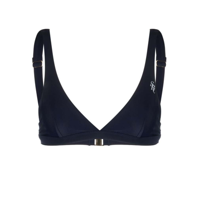 Sporty And Rich Sporty & Rich Logo Printed Triangle Cup Bikini Top In Navy