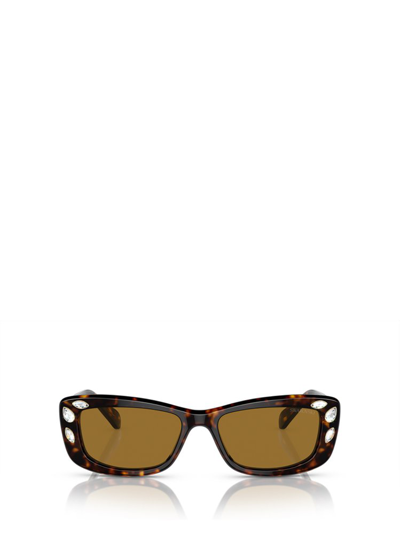 Swarovski Rectangle Frame Sunglasses In Brown