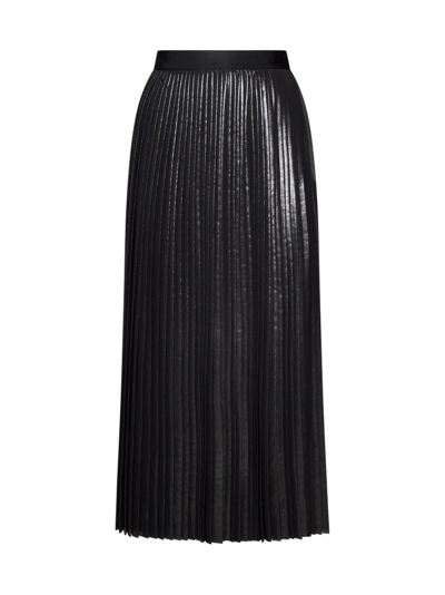 Fabiana Filippi Pleated Faux Leather Midi Skirt In Black