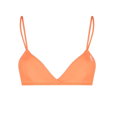 Sporty And Rich Sporty & Rich Logo Printed Triangle Cup Bikini Top In Orange