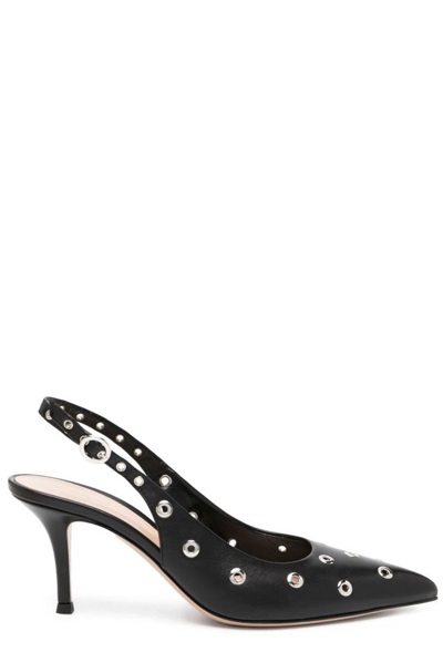 Gianvito Rossi Studded Hole Pointed In Black