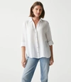Michael Stars Leo Gauze Button Down Shirt In Key Lime