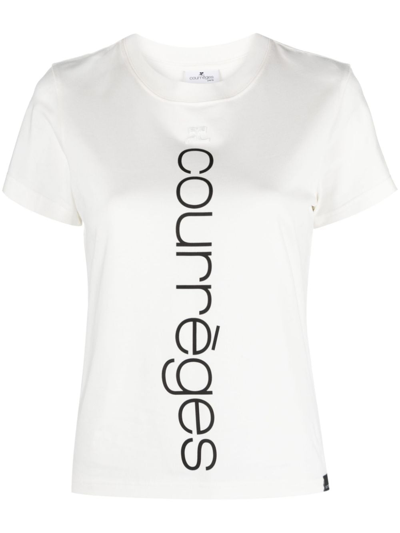 Courrã¨ges Logo Cotton T-shirt In White