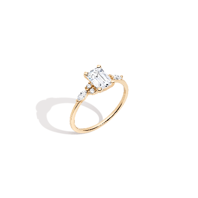 Aurate New York Emerald-cut Floral Diamond Ring In Rose