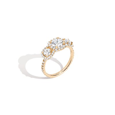 Aurate New York Pavé Round Tri-diamond Ring In Rose