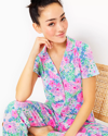 Lilly Pulitzer Pajama Knit Button-up Top In Multi Lil Soiree All Day