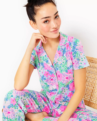 Lilly Pulitzer Pajama Knit Button-up Top In Multi Lil Soiree All Day
