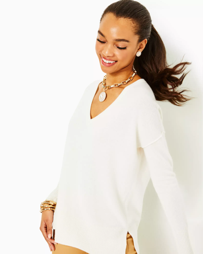 Lilly Pulitzer Bedford Cashmere V-neck Sweater In Coconut