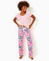 Lilly Pulitzer 30.5" Pajama Knit Pant In Kelly Green Hibis Kiss
