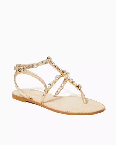 Lilly Pulitzer Abbi Leather Sandal In Gold Metallic