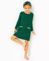 Lilly Pulitzer Girls Mini Lolo Straight Fit Sweater Dress In Evergreen Metallic Tweed