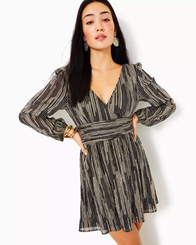 Lilly Pulitzer Riza Long Sleeve Romper In Onyx Gold | ModeSens