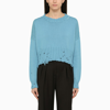 MARNI BLUE JERSEY WITH WEAR DETAILS