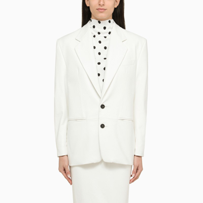 Marni Single-breasted Leather Blazer In White