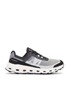 On Cloudvista Neoprene-trimmed Mesh Running Sneakers In Black | White