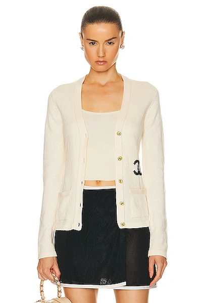 Pre-owned Chanel Cc Logo Cashmere Cardigan In Cream