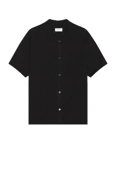 Saturdays Surf Nyc Kenneth Checkerboard Knit Short Sleeve Shirt In Black